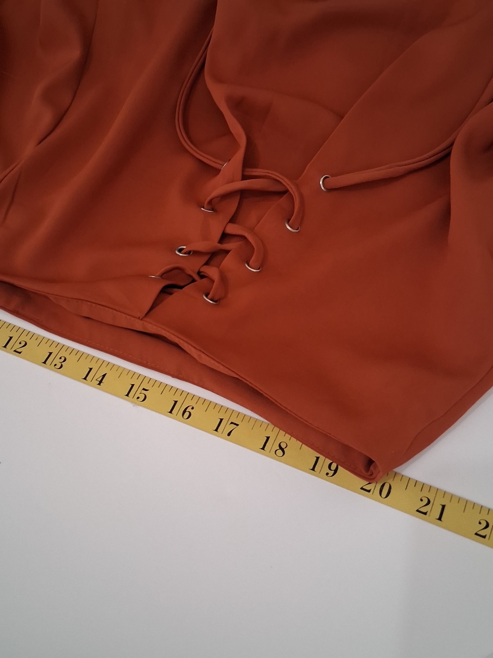 Boohoo Women's Rust Lace-Up High Waist Short Size 18 - Picture 8 of 10